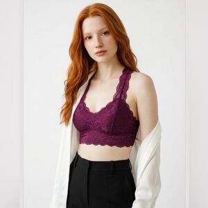 Serra Lace Bralette  in Plum Size M